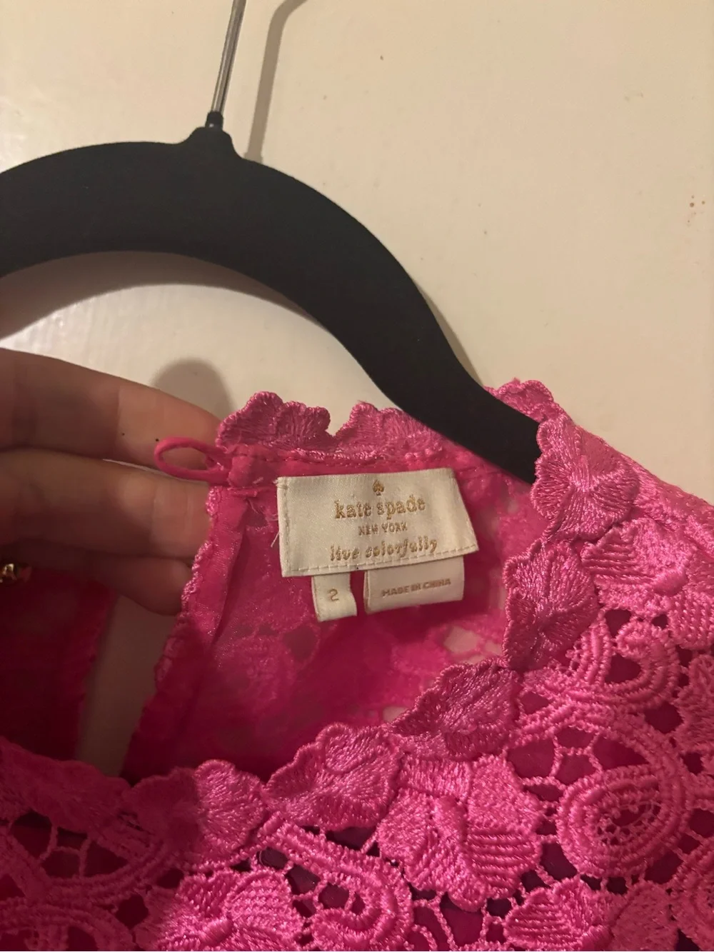 kate spade Hot Pink Floral Lace Short Sleeve Blouse
